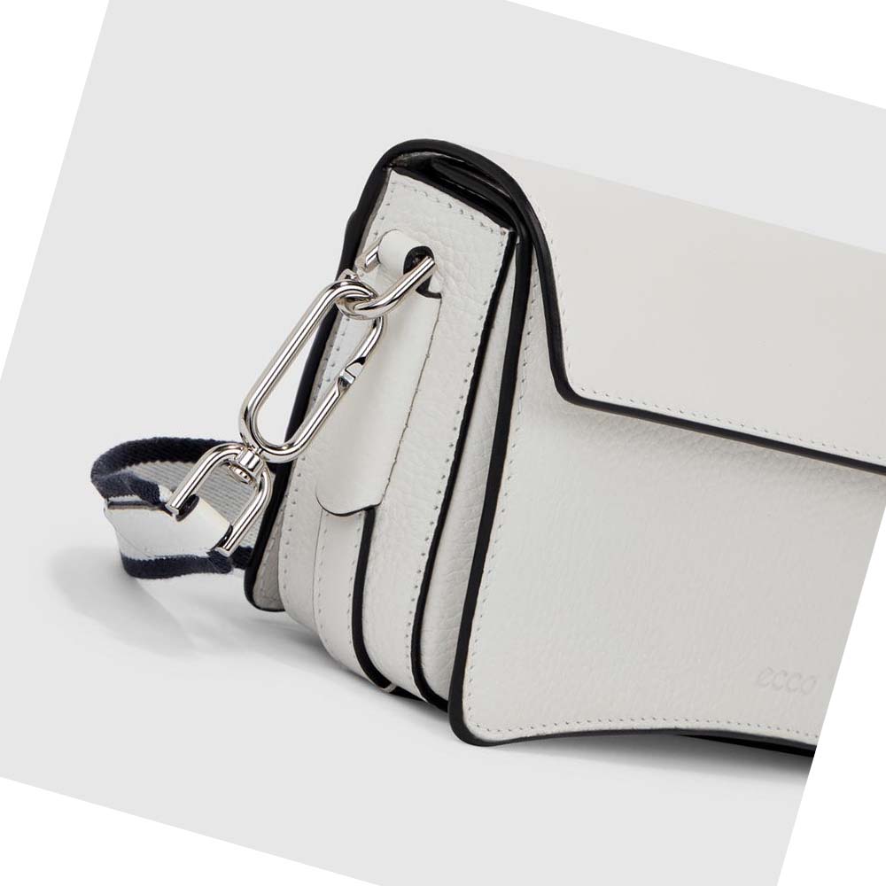 Men's Ecco TEXTUREBLOCK PINCH COMPACT Shoulder Bags White | SG 791WNB